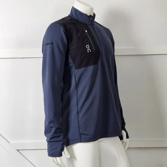 On Running Weather Shirt Mens Large Navy Blue Black 1/4 Zip Long Sleeve - Picture 5 of 9